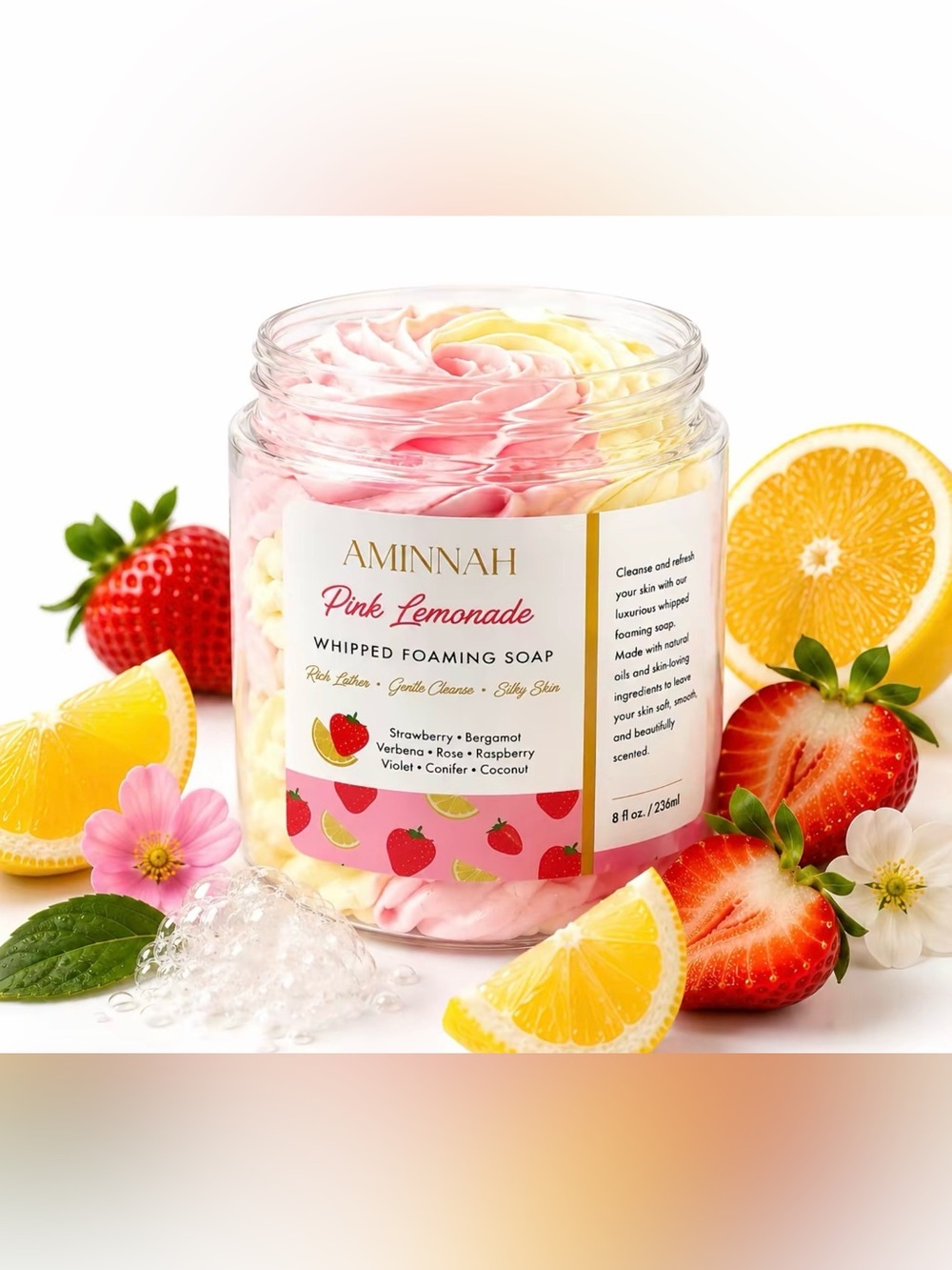 Aminnah Pink Lemonade Whipped Foaming Soap